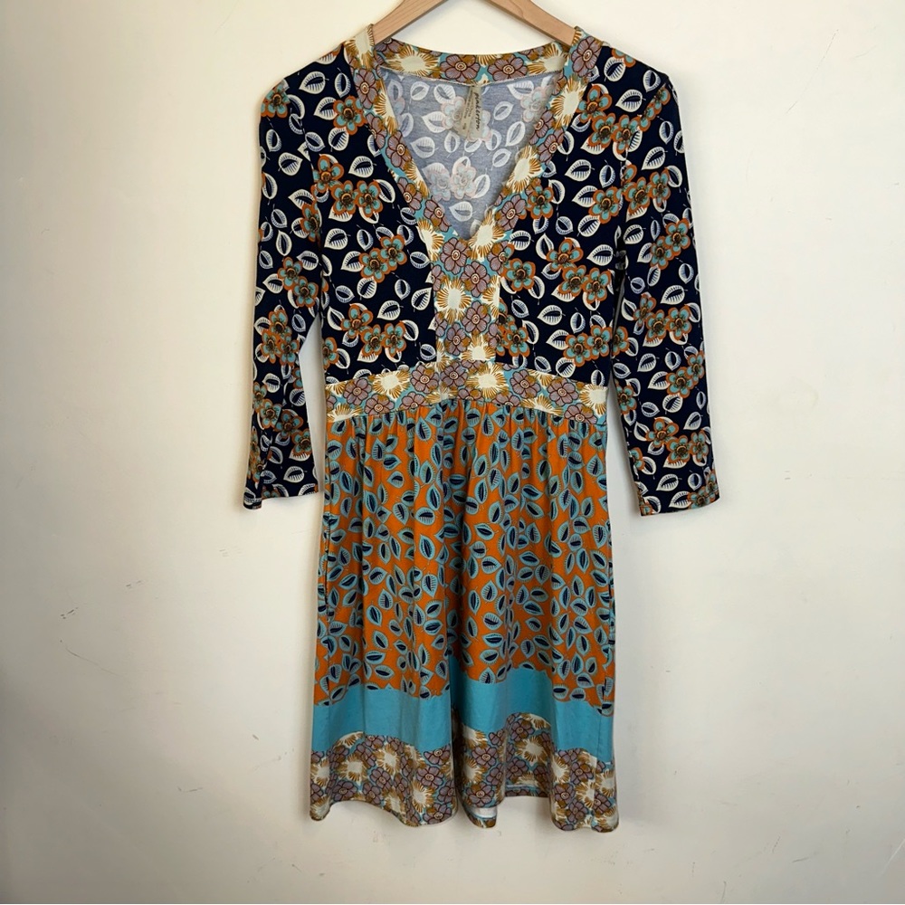 Antropologie Pinkerton Women’s Small Floral Fit and Flare Dress V Neck Bohemian